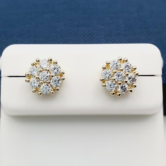 "14K Gold Plated Cubic Zircon Earrings, INUS1BR115 - Picture 8 of 8